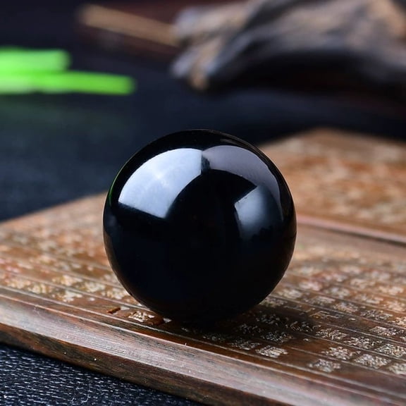 Obsidian Crystal Ball 3cm Polished Stone Rough Stone Processed Black Mineral Ornament for Home Office Display