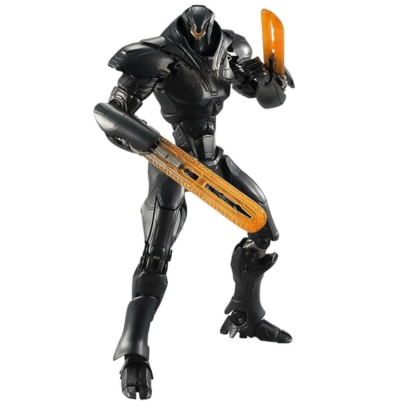 Obsidian Fury Mecha Robot Figure 6.2 Inch Matte Black Villain Mecha with Twin Orange Blades for Collectors Gift
