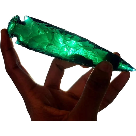 Obsidian Green Arrowhead Ancient Point Translucent Native Glass Arrowhead Size - 1 Inch/Pack of 10 Pcs