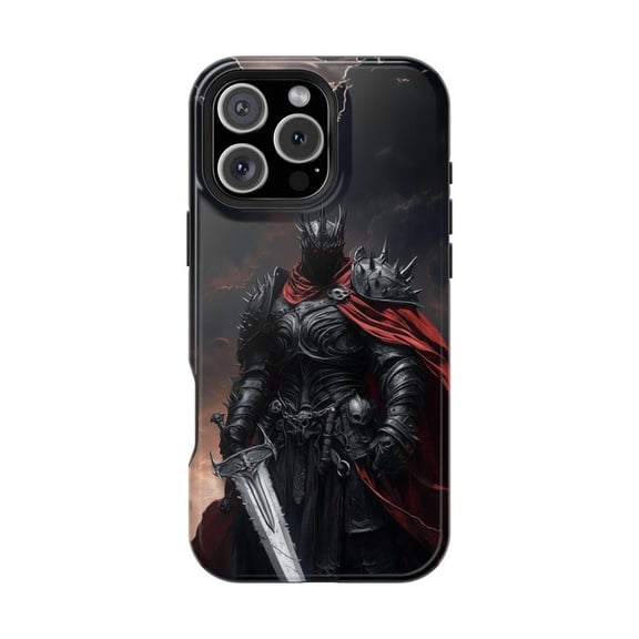Obsidian Knight Armored Dark Warrior Phone Case for 11 12 13 14 15 16 17 Pro Max