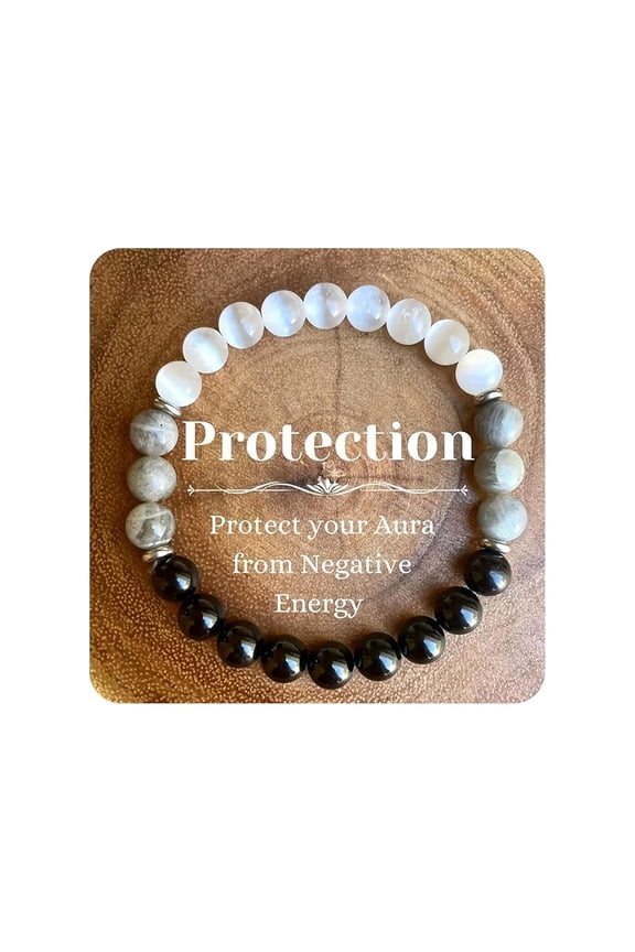 Obsidian Labradorite Cat Eye Stone Bracelet  Natural Healing Crystal Energy Jewelry for Protection, Balance & Positive Energy  Handmade Gemstone Beaded Bracelet for Men & Women