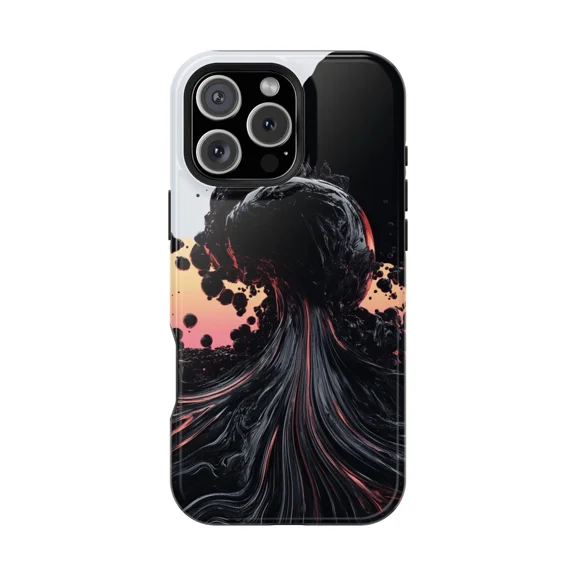 Obsidian Liquid Sphere Flow Abstract Case for iPhone 17 through 11 Pro Max