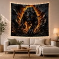thumbnail image 1 of Obsidian Panther Lunge in Fiery Inferno, Intense Dramatic Fantasy Art for Dark Decor Lovers, Fierce Wildlife Wall Art, Housewarming Gift Tapestry Wall Hanging for Living Room and Bedroom, 1 of 7