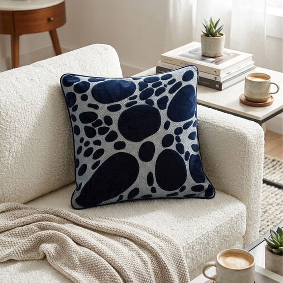 Obsidian Pebbles Hand Embroidered Decorative Pillow Cover