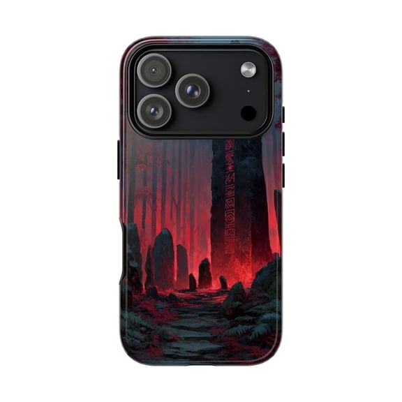 Obsidian Red Monolith Ritual Stones Mystic Scene Phone Case 17 16 15 14 13 12 11 Pro Max