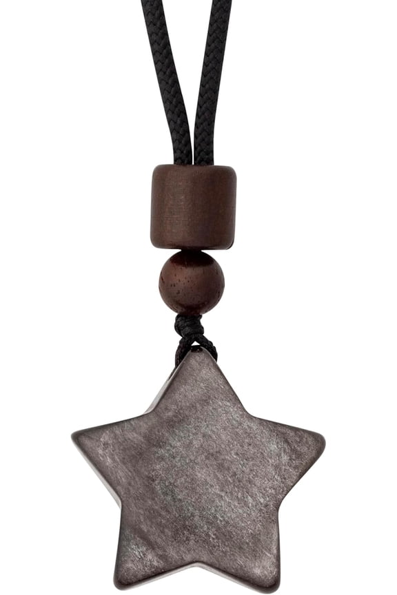 Obsidian Star Pendant Necklace with Braided Cord, Goth Celestial Jewelry Gift for Men and Women