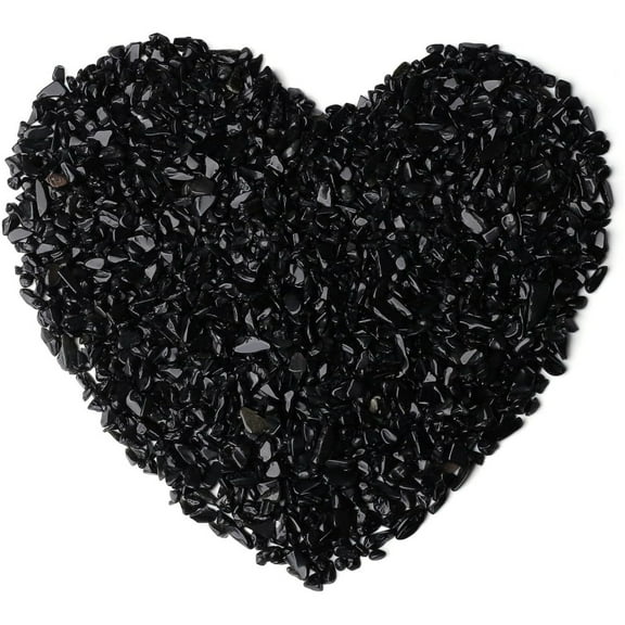 Obsidian Stones,Decorative Crystal Pebbles,Irregular Shaped Stone Chips,Small Tumbled Chip Gravel,Crushed Gemstone Pieces,Black Quartz for Fish Tank Aquarium Gravel Flowerpot Decor,0.66 lb/300 g