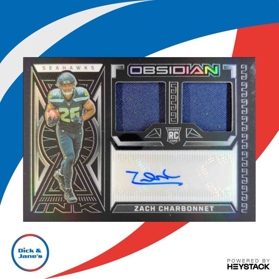Obsidian Zach Charbonnet #RJI-ZCH Rookie Jersey Ink Seattle Seahawks NFL Football Trading Card