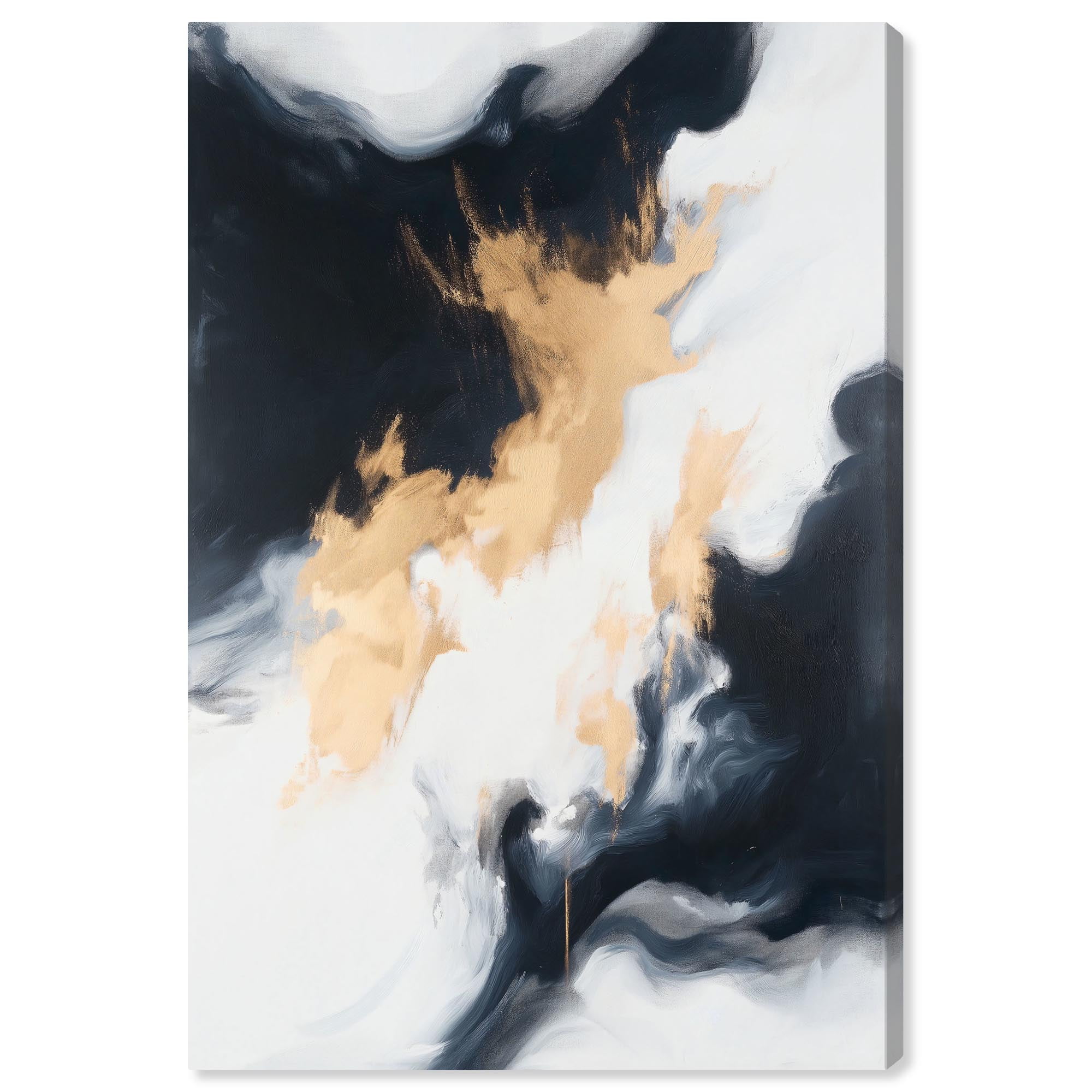 Obsidian and Gold Abstract Canvas Wall Art, 16" x 24"