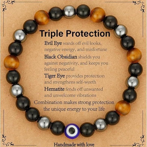 Obsidians Beaded Bracelet With Magnetic Closure Tigers Eye Adjustable Design