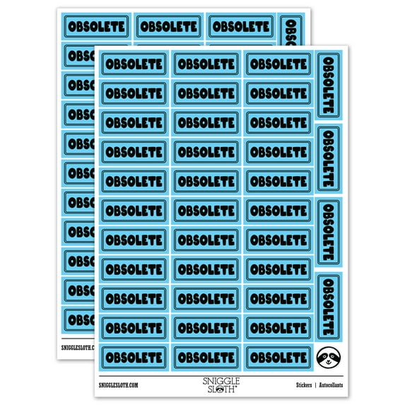 Obsolete Bold Discontinued Old Inventory Sticker Set - Light Blue - Gloss Finish - 1.5" Small