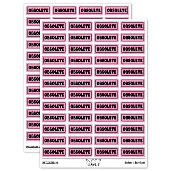 Obsolete Bold Discontinued Old Inventory Sticker Set - Light Pink - Gloss Finish - 1.25" Mini