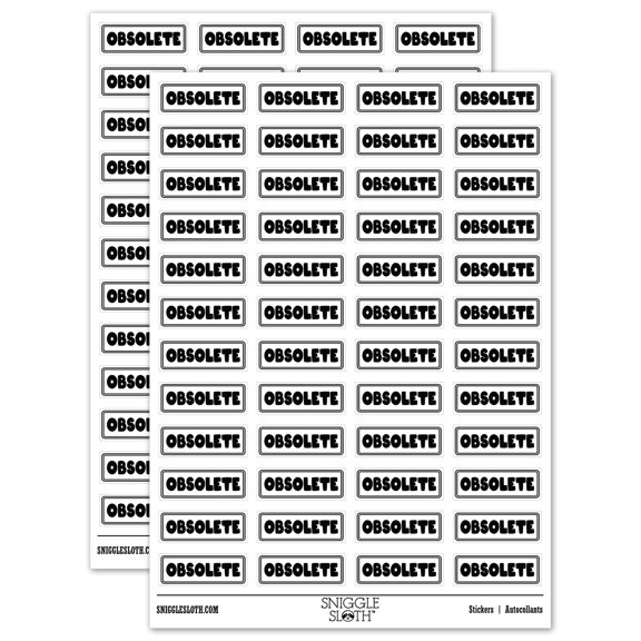 Obsolete Bold Discontinued Old Inventory Sticker Set - White - Gloss Finish - 1.25" Mini