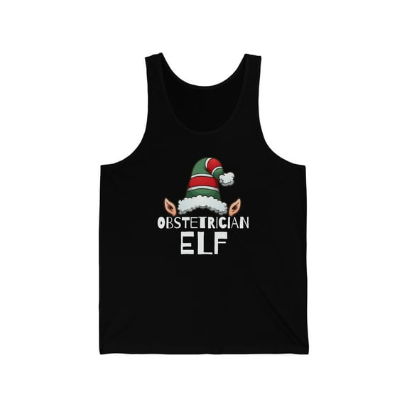 Obstetrician Elf Unisex Tank Top, XS-2XL Christmas Doctor Medical School