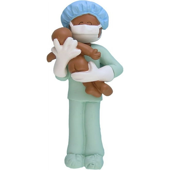 Obstetrician Midwife or New Father African-American Personalized Christmas Ornament DO-IT-YOURSELF