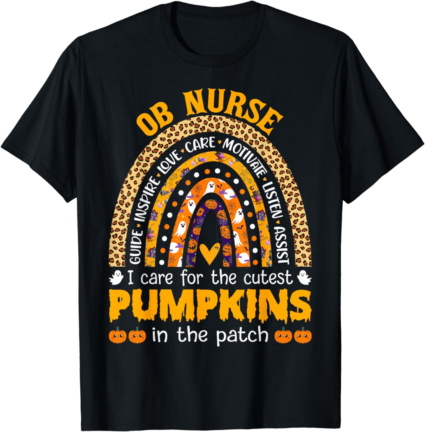 Obstetrics Nurse Rainbow OB Gyn Halloween Obstetrical Nurse T-Shirt ...