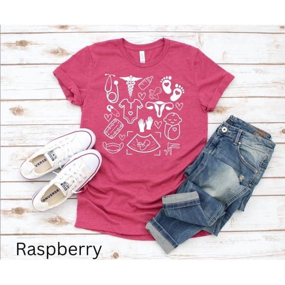Obstetrics Ob Gyn Gynecology Newborn Baby Doodles Shirt For Nurse Rn Nursing Md Aesthetic Graphic T-Shirt