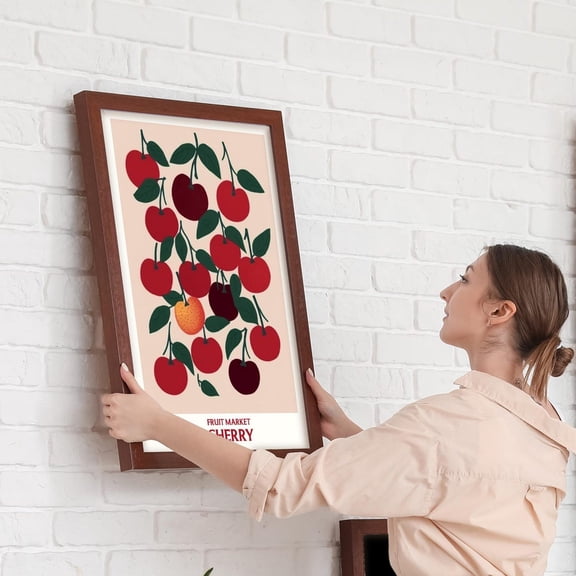 Obstmarkt Druck • Niedliche Küchenkunst • Kirschen Poster • Lebensmittelmarkt Print • Vintage Food Poster • Sommerfrüchte • Obst-Kunst Wall Art, Modern Wall Decor, 12x18 UNFRAMED