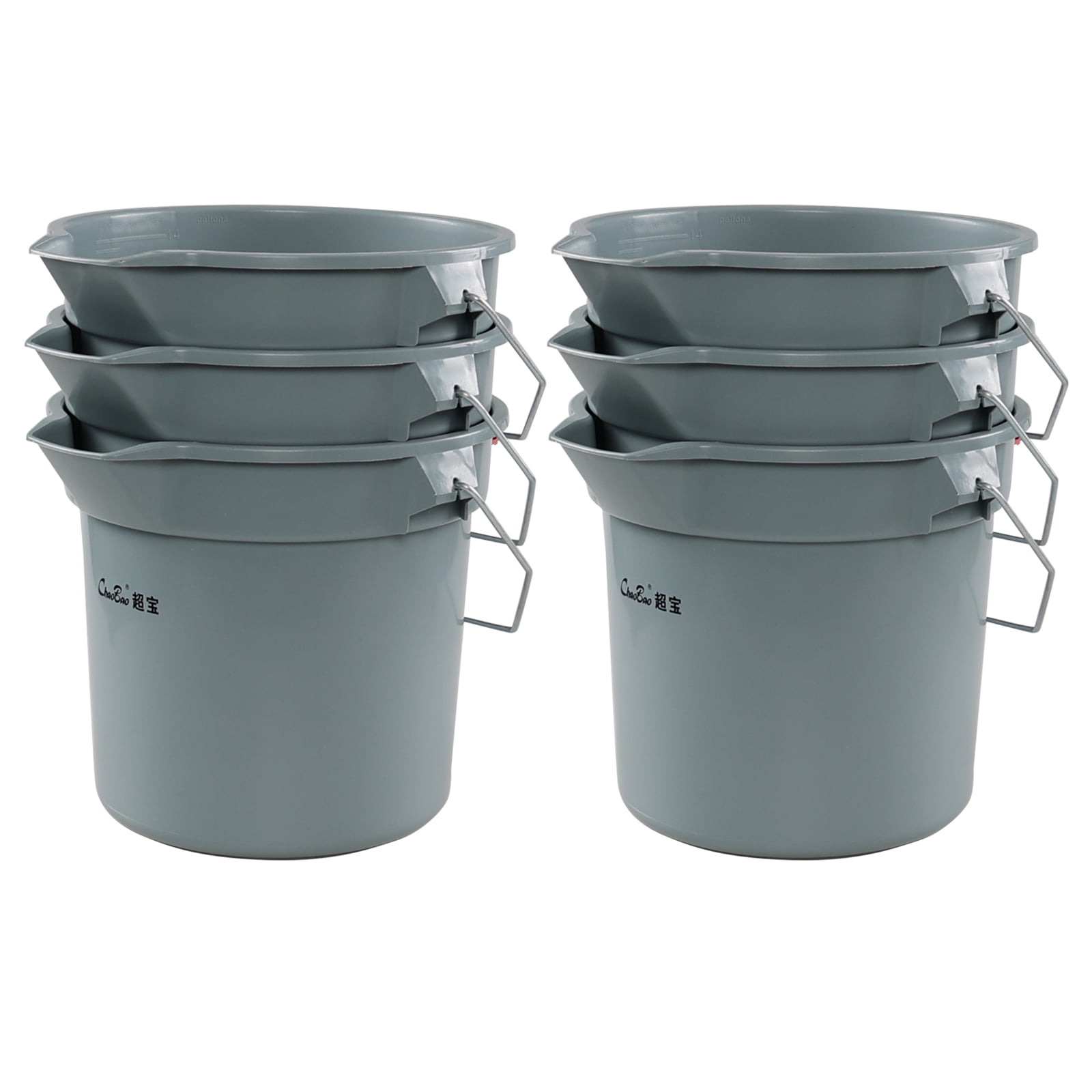 Obstnny 14 Quart Grey Plastic Round Cleaning Bucket, 3.5 Gallon Utility ...