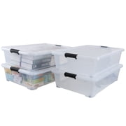 Obstnny 50 Quart Clear Plastic Underbed Bins with Wheels, Large Latching Storage Bin, 4 Pack