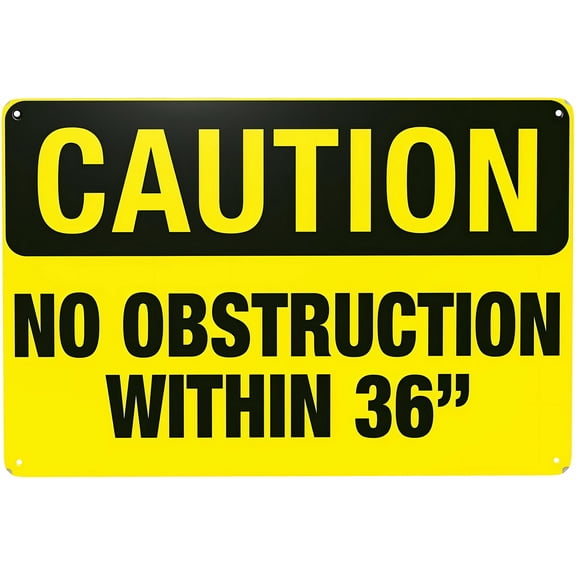 No Obstruction Within 36' Sign - 8"x12" Vintage Metal Warning Sign for Home Farm Bar Coffee Shop Club, Emergency Route, Clearance Requirement, Wall Decor
