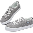thumbnail image 1 of Obtaom Women Canvas Fashion Sneakers Lace up Play Canvas Shoes Low Top washed Canvas Flat for lady（Gray,US8）, 1 of 8