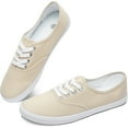 thumbnail image 1 of Obtaom Women’s Canvas Sneakers Fashion Lace Up Canvas Shoes,Low Top Casual Flat,Lightweight Tennis Shoes.(Beige,US6), 1 of 12