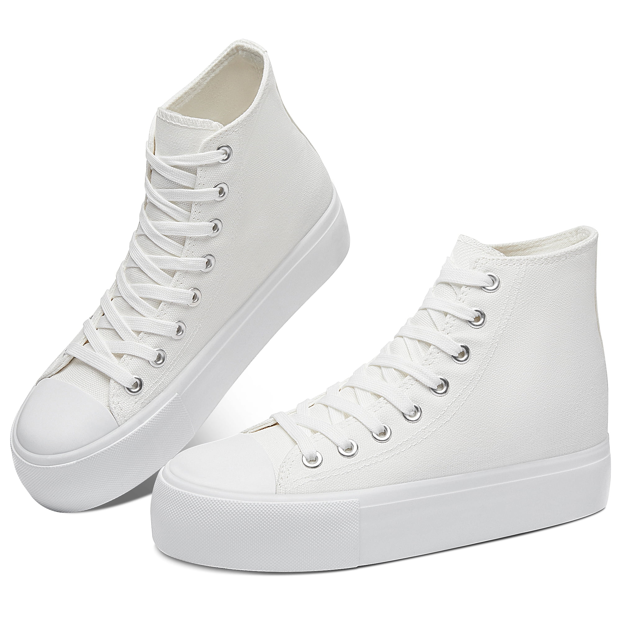 Obtaom Women's Platform High Top SlipResistant Walking Shoes, White