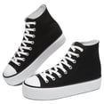 thumbnail image 1 of Obtaom Women' s Platform High Top Canvas Shoes Comfy Platform Hi Top Canvas Fashion Sneakers For women Cute Mid Calf Canvas Thick Sole Walking Shoes(Black US8), 1 of 11