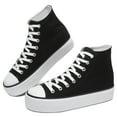 thumbnail image 1 of Obtaom Women’s Platform High Top Canvas Shoes Comfy Platform Hi Top Canvas Fashion Sneakers For women Cute Mid Calf Canvas Thick Sole Walking Shoes(Black US11), 1 of 11