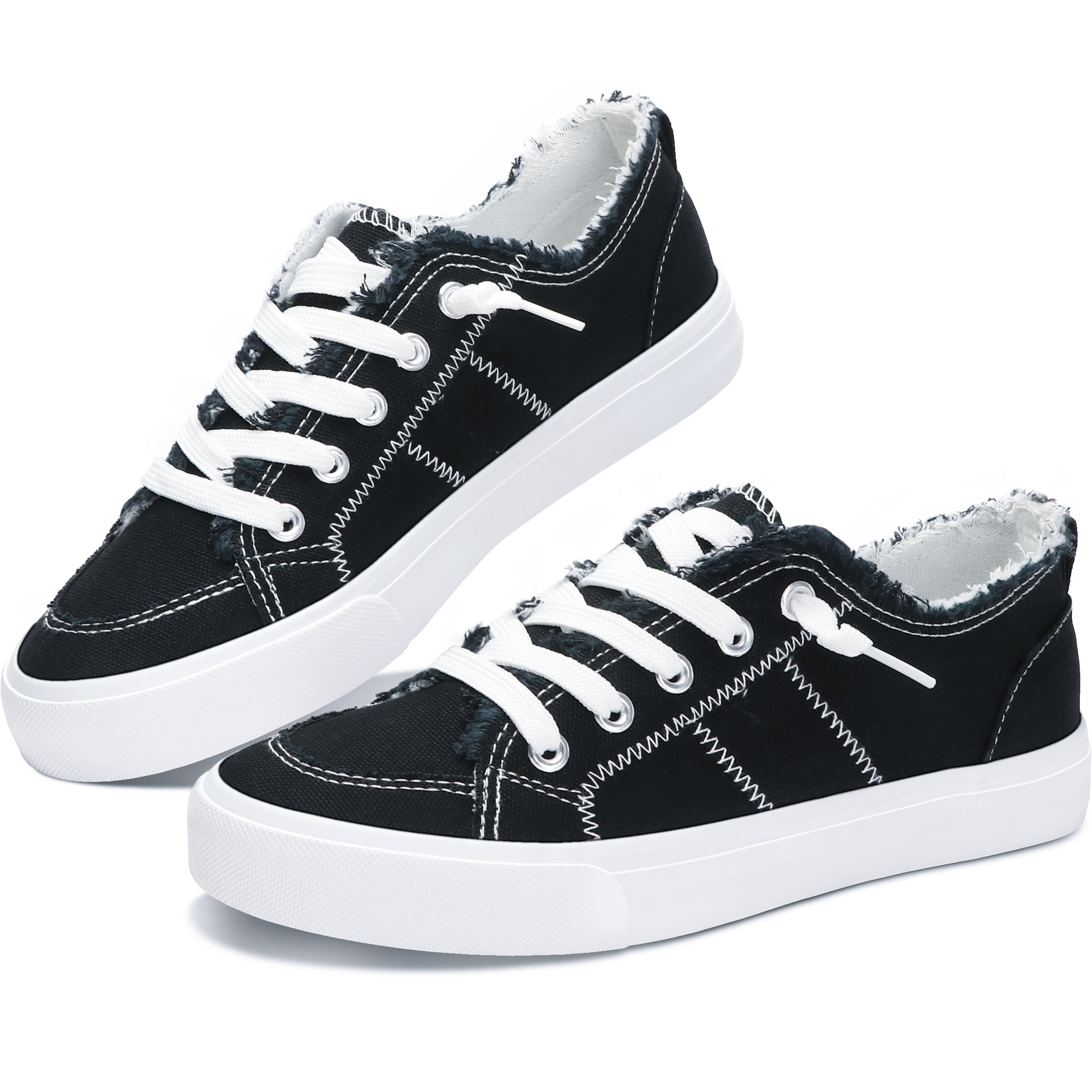 Women's Black Canvas Slip-On Sneakers Size US9 Kuwait Ubuy - Main Image