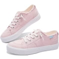 thumbnail image 1 of Obtaom Women's Play Fashion Sneaker Coral Pink Comfortable Walking Shoes Sweet Pink Canvas Slip on Shoes(Pink US9), 1 of 9