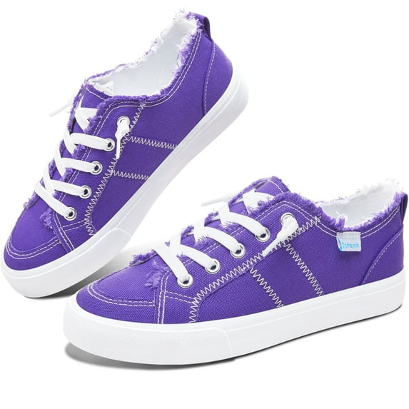 Obtaom Women's Play Fashion Sneaker Dark Purple Comfortable Walking Shoes Canvas Slip on Shoes(Dark Purple US6)