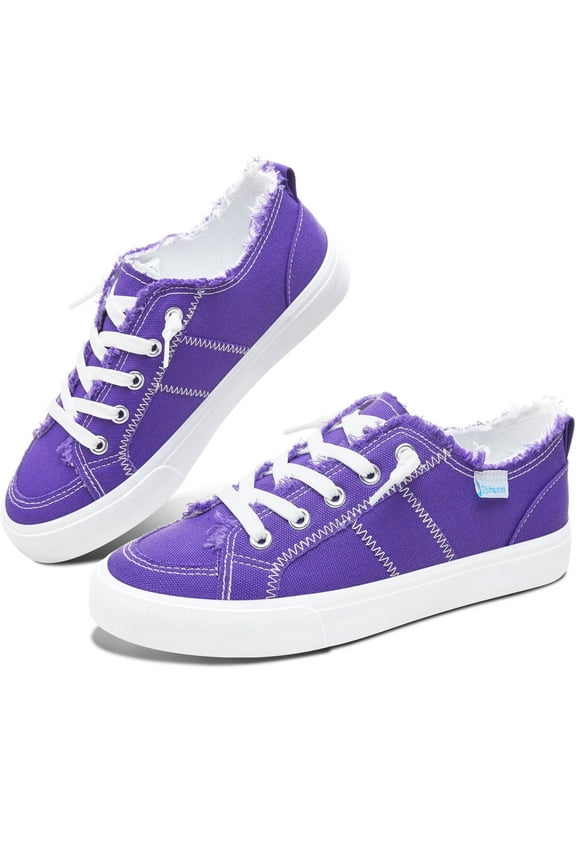 Women's Play Fashion Sneaker Dark Purple Comfortable Walking Shoes Canvas Slip on Shoes(Dark Purple US7)