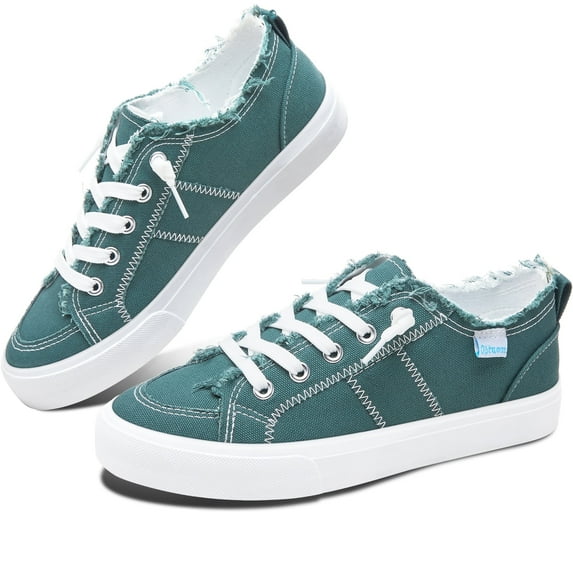 Obtaom Women's Play Fashion Sneaker Olive Green Comfortable Walking Shoes Canvas Slip on Shoes(Olive Green US8)