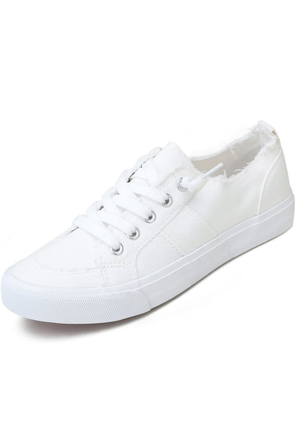 Women's Play Fashion Sneaker White Comfortable Walking Shoes Canvas Slip on Shoes(White US10)