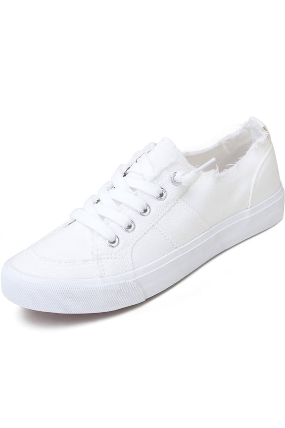 Women's Play Fashion Sneaker White Comfortable Walking Shoes Canvas Slip on Shoes(White US7)