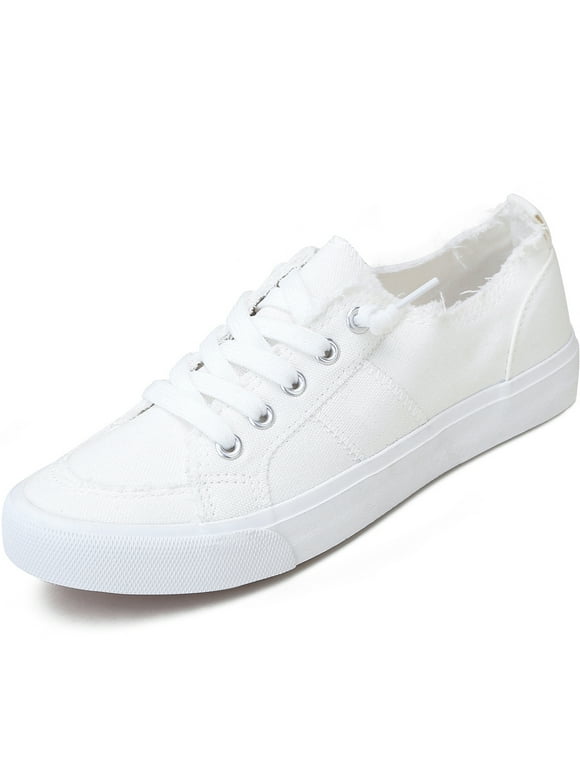 Women's Play Fashion Sneaker White Comfortable Walking Shoes Canvas Slip on Shoes(White US8)