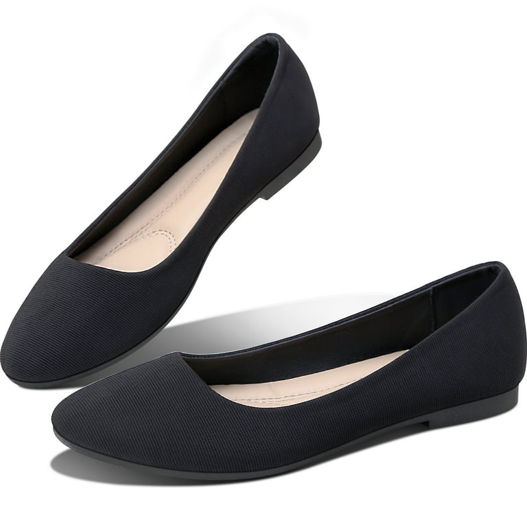 Women's Leather Ballet Flats Shoes Low Block Heels Comfort
