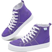 Womens High Top Canvas Sneakers Play Mid Fashion Sneaker Casual Lace up Canvas Shoes(Purple,US9)
