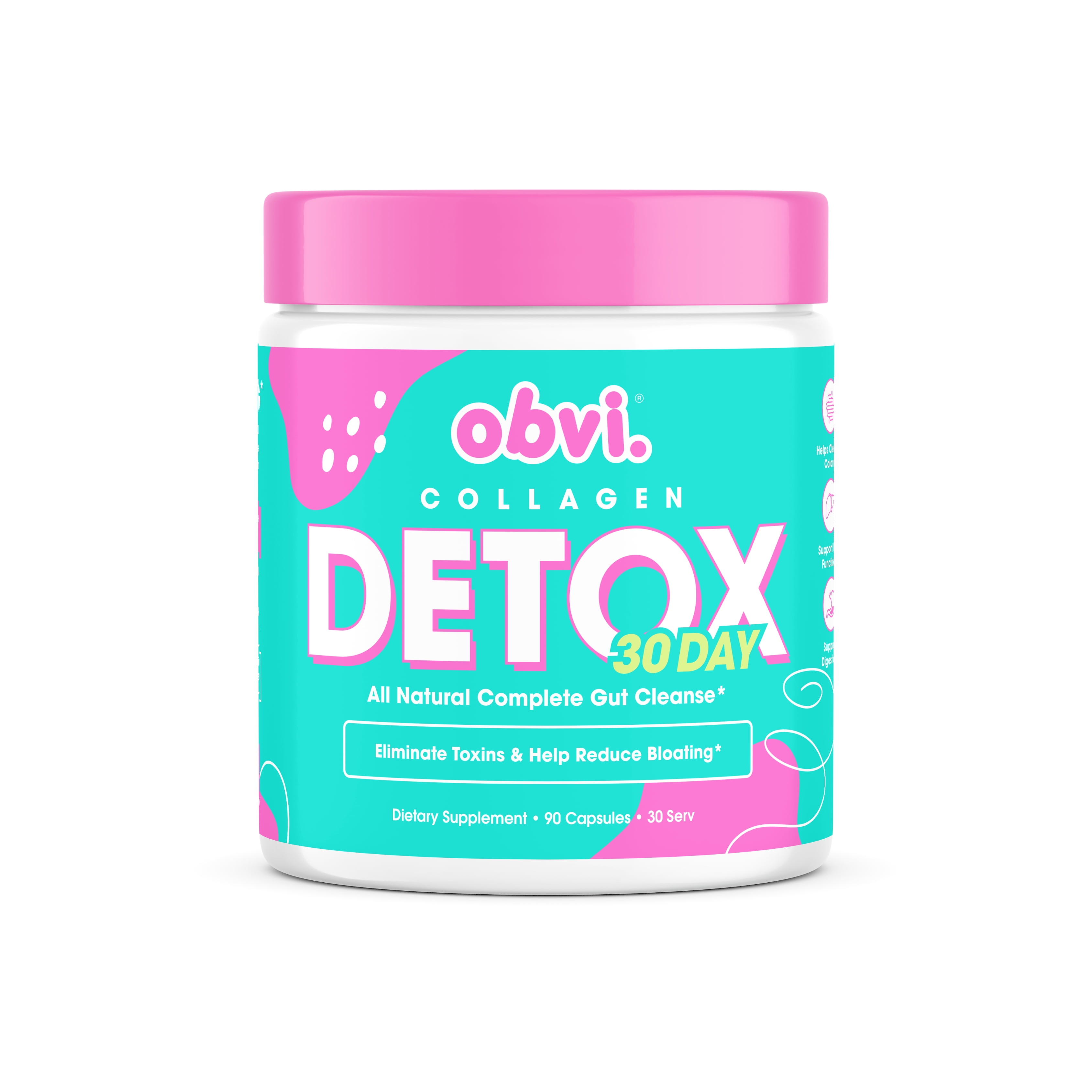 Obvi 30 Day Collagen Detox, All Natural Complete Gut Cleanse, 90 Capsules (30 Servings)