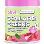 Obvi Probiotic Collagen Greens Powder, Hair Skin Nails Support, Organic Greens, 25 Servings