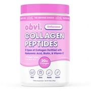 Obvi Unflavored Collagen Peptides Powder, Multi Collagen Supplement with Hyaluronic Acid, Biotin, and Vitamin C, 14 Servings