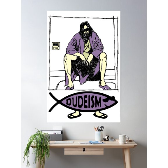 Obviously A Dudeist Priest (Dudefish Logo, Colour) Poster Wall Art, Modern Wall Decor For Living Room Bedroom, 24x36 UNFRAMED