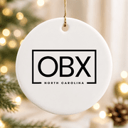 Obx Outer Banks North Carolina Retro Preppy Throwback Christmas Ornament, Holiday Keepsake Gift, Ceramic Ornament