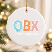 Obx Outer Banks Souvenir Preppy Christmas Ornament, Festive Seasonal Decor, Ceramic Ornament