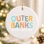Obx Outer Banks Souvenir Preppy Christmas Ornament, Holiday Keepsake Gift, Ceramic Ornament