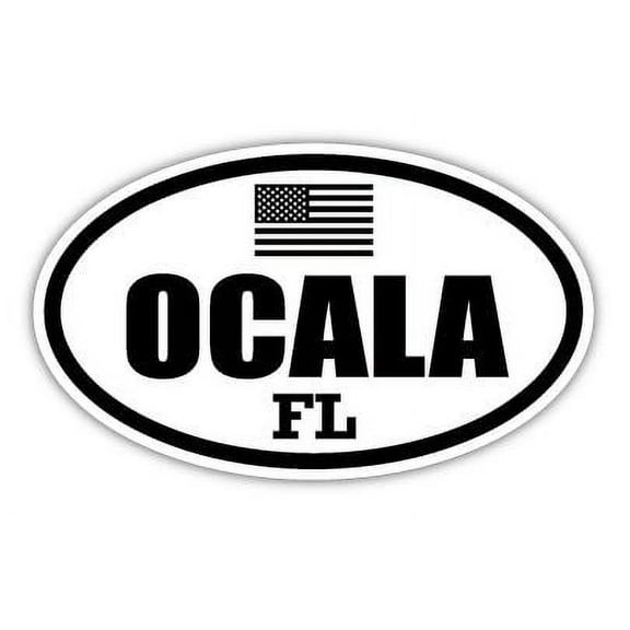 Ocala FL Florida Marion County Stealthy Subdued Old Glory US Flag Oval Euro Decal Bumper Sticker 3M Vinyl 3" x 5"