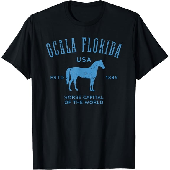 Ocala Florida USA Horse Capital Distressed Equestrian Design T-Shirt