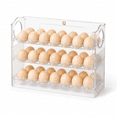 thumbnail image 1 of Ocalpur 30 Egg Storage Container, Automatic Flipping Egg Organizer for Refrigerator, Space‑Saving Kitchen Egg Storage Rack, 1 of 8